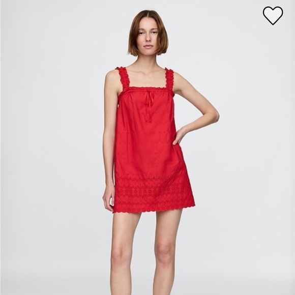 Gap x DÔEN Eyelet Shift Mini Dress in Red - Picture 1 of 7